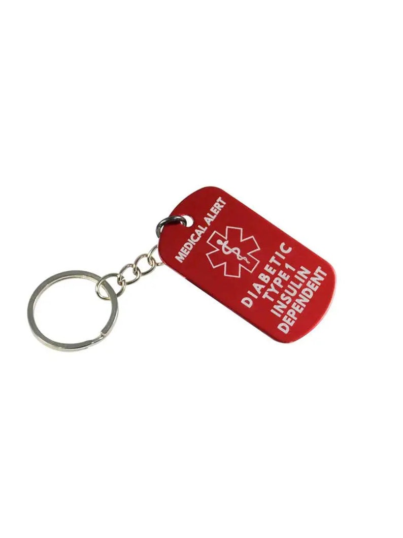 Diabetic Type 1 Insulin Dependent Metal Keychain - Kaio-Key Hanger