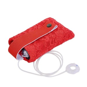 Bra Pouch for insulin pump Minimed, YpsoPump, Tandem t:slim X2, DANA-i, Accu Check Combo and others Dia-BraPouch Spacy Lacy Red