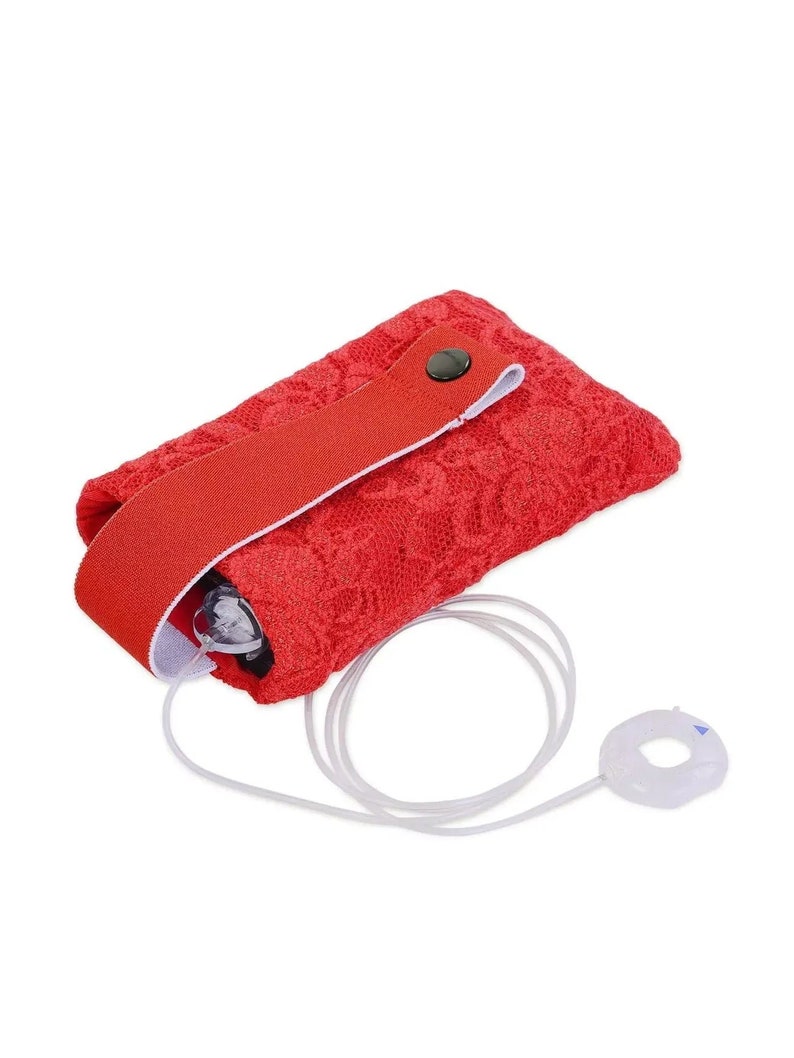 Bra Pouch for insulin pump Minimed, YpsoPump, Tandem t:slim X2, DANA-i, Accu Check Combo and others Dia-BraPouch Spacy Lacy Red
