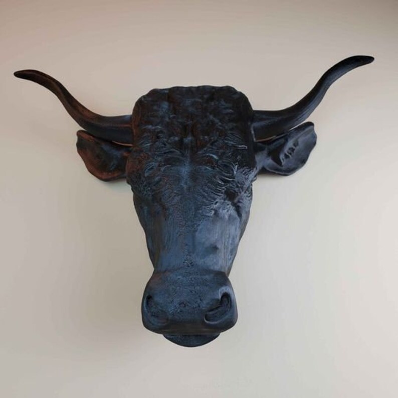 Bull Head Wall Mount Big Size Black Color Bull Head Wall Mount Etsy