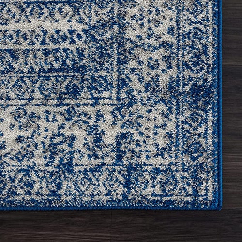 Vintage Geometric Blue Ivory shops Area Rug - Boho Distressed 5x7 Rug for Living Room, Bedroom and Kitchen (5'3