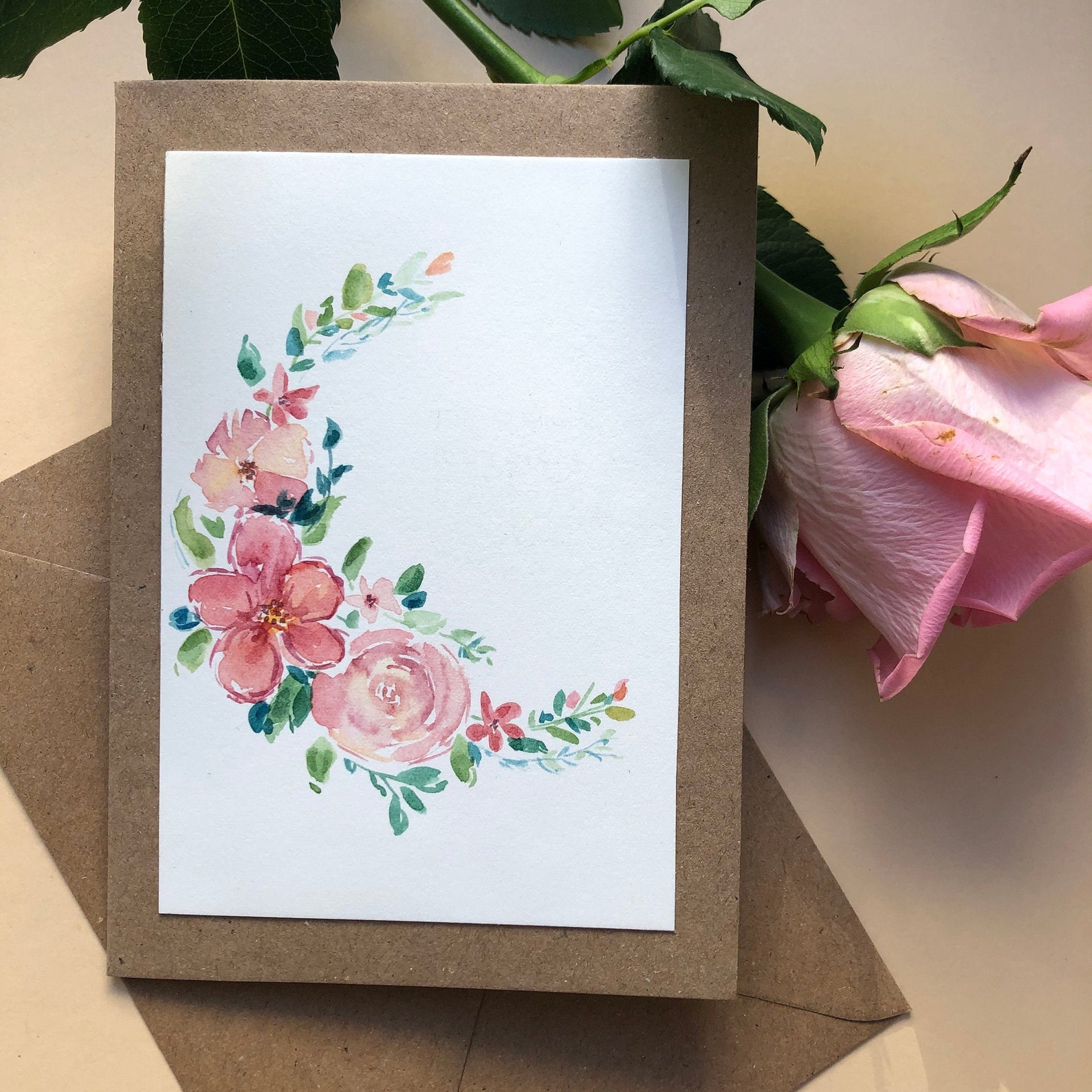 Hand painted watercolor greeting card customizable card Etsy