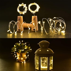 10 Pack 20 LED Fairy Battery Operated Cork lights, copper wire, Warm White led color,  String Lights String Lights Waterproof