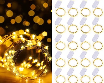 24 Pack 20 LED Fairy, copper wire, Warm White led color,  String Lights Battery Operated String Lights Waterproof