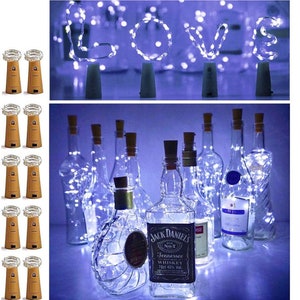 10 Pack 20 LED Fairy Battery Operated Cork lights, SILVER wire, Warm White led color,  String Lights String Lights Waterproof