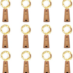 12 Pack 20 LED Fairy Battery Operated Cork lights, copper wire, Warm White led color,  String Lights String Lights Waterproof