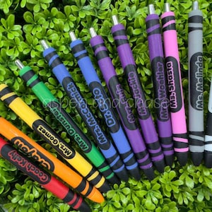 Custom teacher pens, crayon pens, CustomPens, Papermate Inkjoy Gel Pen .7, Perfect Gifts | crayoal pens