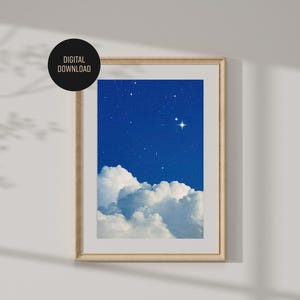 Lámina artística del cielo nocturno de Nunca Jamás - Póster de cielo estrellado de ensueño - Decoración de pared de nubes celestiales - DESCARGA DIGITAL