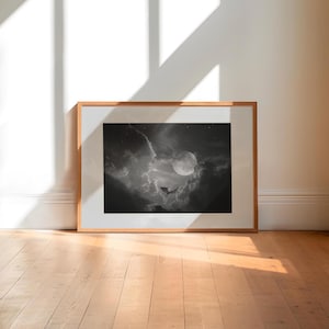 Fantasy Dragon Print -  &quot;Dragon in flight&quot; - Black and White -  Landscape format