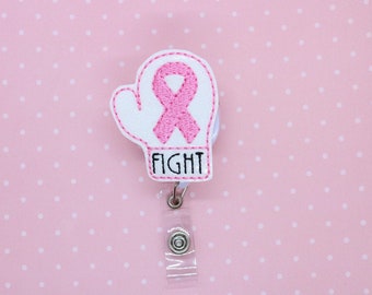 Medical Gift Nursing Gift Badge Reel Pink Boxing glove FIGHT Hope Breast Cancer Awareness Retractable ID Holder