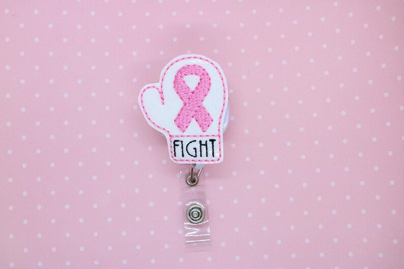 Medical Gift Nursing Gift Badge Reel Pink Boxing glove FIGHT Hope Breast Cancer Awareness Retractable ID Holder