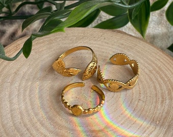 Adjustable ring SET GOLD | Ring Set for her | Gold plated jewelry | Gift for her, birthday gift idea