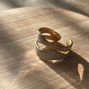 Verstellbarer Ring 18k vergoldet Chunky Goldring Breiter größenverstellbarer Ring Geschenkidee, Geschenk für Sie Bild 5