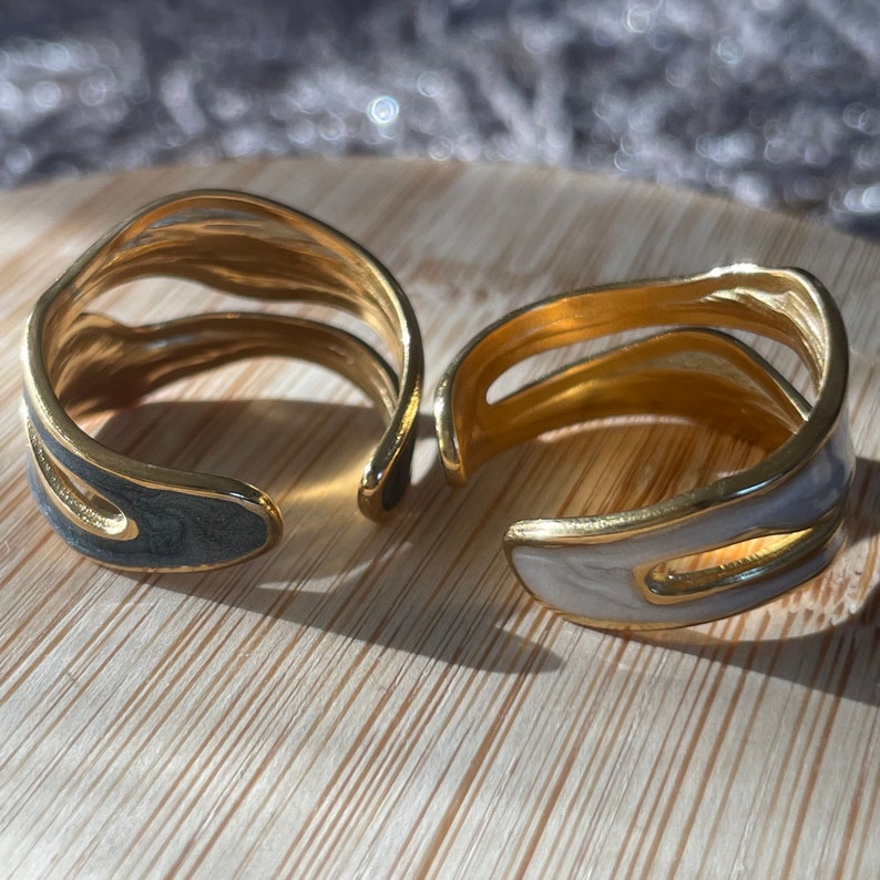 Verstellbarer Ring 18k vergoldet Chunky Goldring Breiter größenverstellbarer Ring Geschenkidee, Geschenk für Sie Bild 7