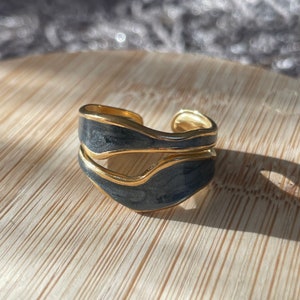 Verstellbarer Ring 18k vergoldet Chunky Goldring Breiter größenverstellbarer Ring Geschenkidee, Geschenk für Sie Bild 6