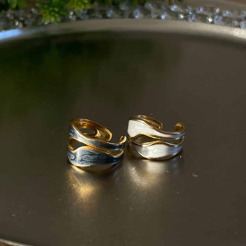 Verstellbarer Ring 18k vergoldet Chunky Goldring Breiter größenverstellbarer Ring Geschenkidee, Geschenk für Sie Bild 2