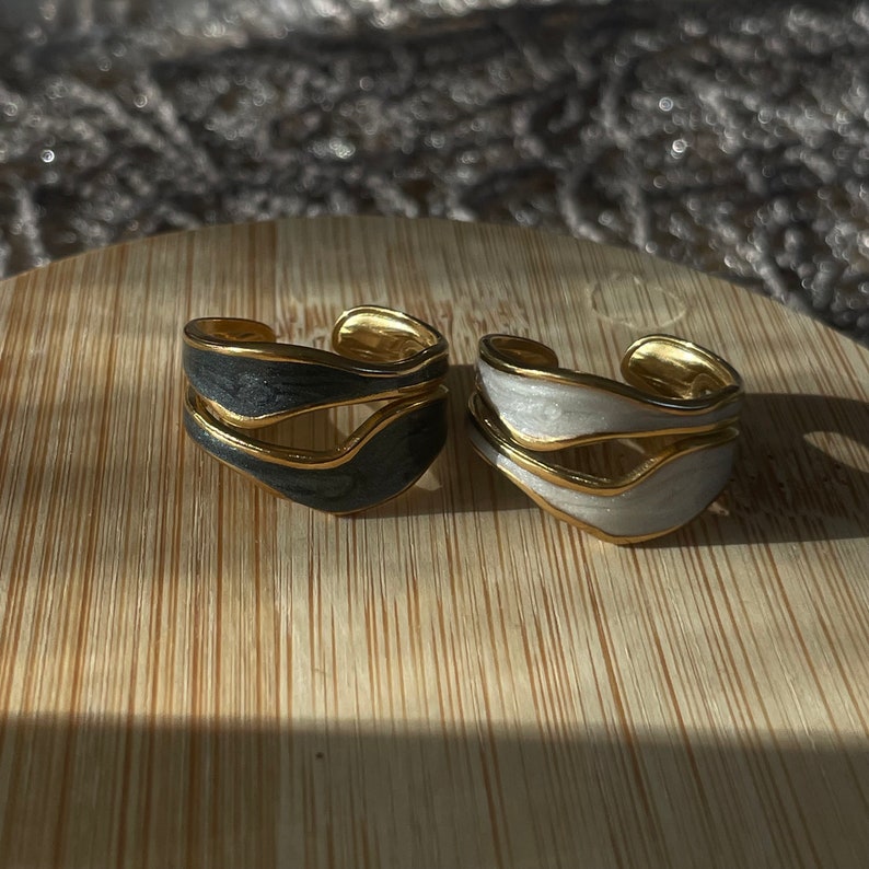 Verstellbarer Ring 18k vergoldet Chunky Goldring Breiter größenverstellbarer Ring Geschenkidee, Geschenk für Sie Bild 8