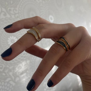 Verstellbarer Ring 18k vergoldet Chunky Goldring Breiter größenverstellbarer Ring Geschenkidee, Geschenk für Sie Bild 3