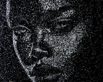 Broken Glass Face Art – Original Shattered Glass Portrait – Modern Wall Decor – One of a Kind Statement Glass Artwork - Personalized Gift
