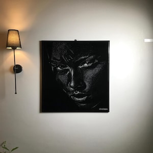 İntense Gaze broken glass art, Unique Handcrafted Wall Art, Modern Home Decor, Gift Her, Him & Mom, Unique Broken Glass, personalized glass