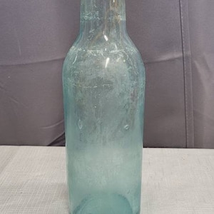 Vintage Blue Glass Beer Bottle, Old Beer Bottle