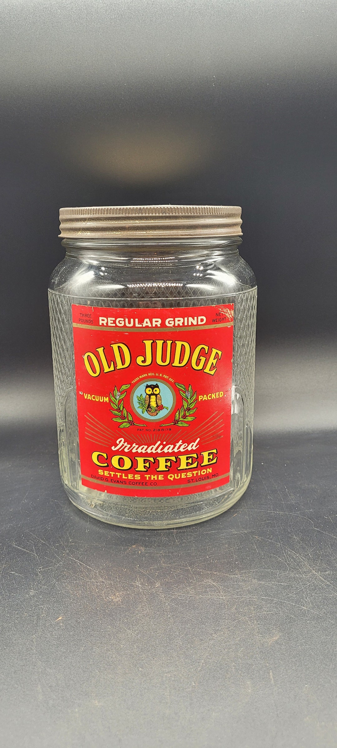 Vintage Old Judge Coffee Jar, Vintage Advertising, Old Coffee Canister