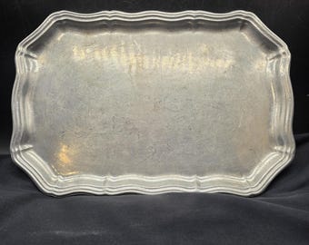 Vintage Wilton Pewter Serving Tray, 1970's Wilton Decorative Tray, Decorative Pewter Tray
