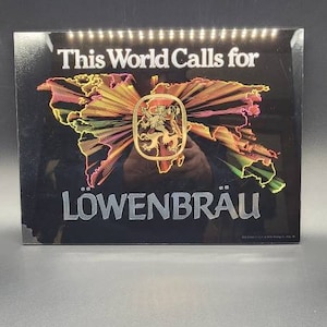 Vintage Lowenbrau Acrylic Advertising Sign, Vintage Beer Sign, Vintage Bar Decor