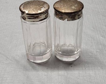 Vintage Hoosier Glass Salt and Pepper Shakers Ribbed Glass