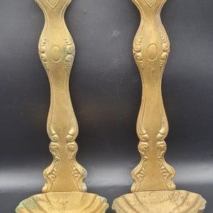Vintage Homco Gilded Large Ladles, Gold Large Ladles Wall Decor, Clam Shell Planters Wall Hanging, MCM Wall Decor Large Spoons