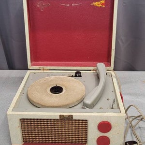 Vintage Voice of Music Record Player in Case, Parts Only, MCM Record Player Decor