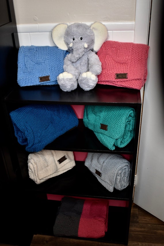 Marching Elephant Knit Baby Blanketsbaby Blanketgirl Baby Etsy