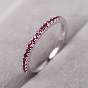 Ruby Stacking Birthstone Eternity Ring Delicate Wedding Band Minimalist Ring July Birthstone
