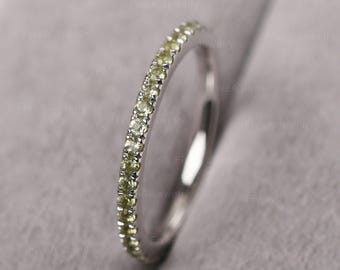 Peridot Birthstone Stackable Ring 14K Gold Stacking Eternity Ring August Birthstone