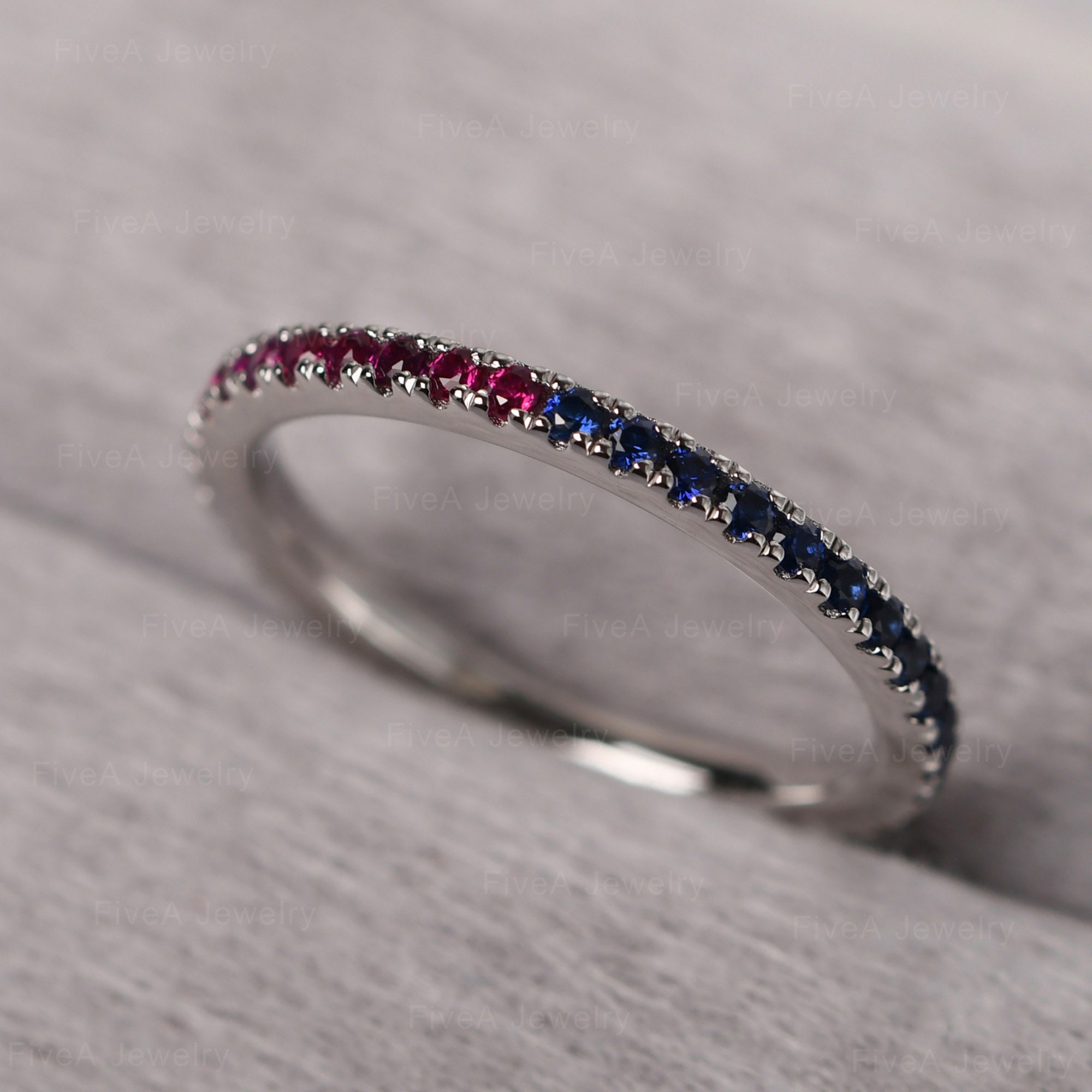 Sapphire and Ruby Stackable Ring Sterling Silver Dainty Family Etsy