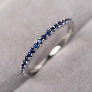 Sapphire Stacking Eternity Wedding Band Minimalist Birthstone Stackable Ring September Birthstone
