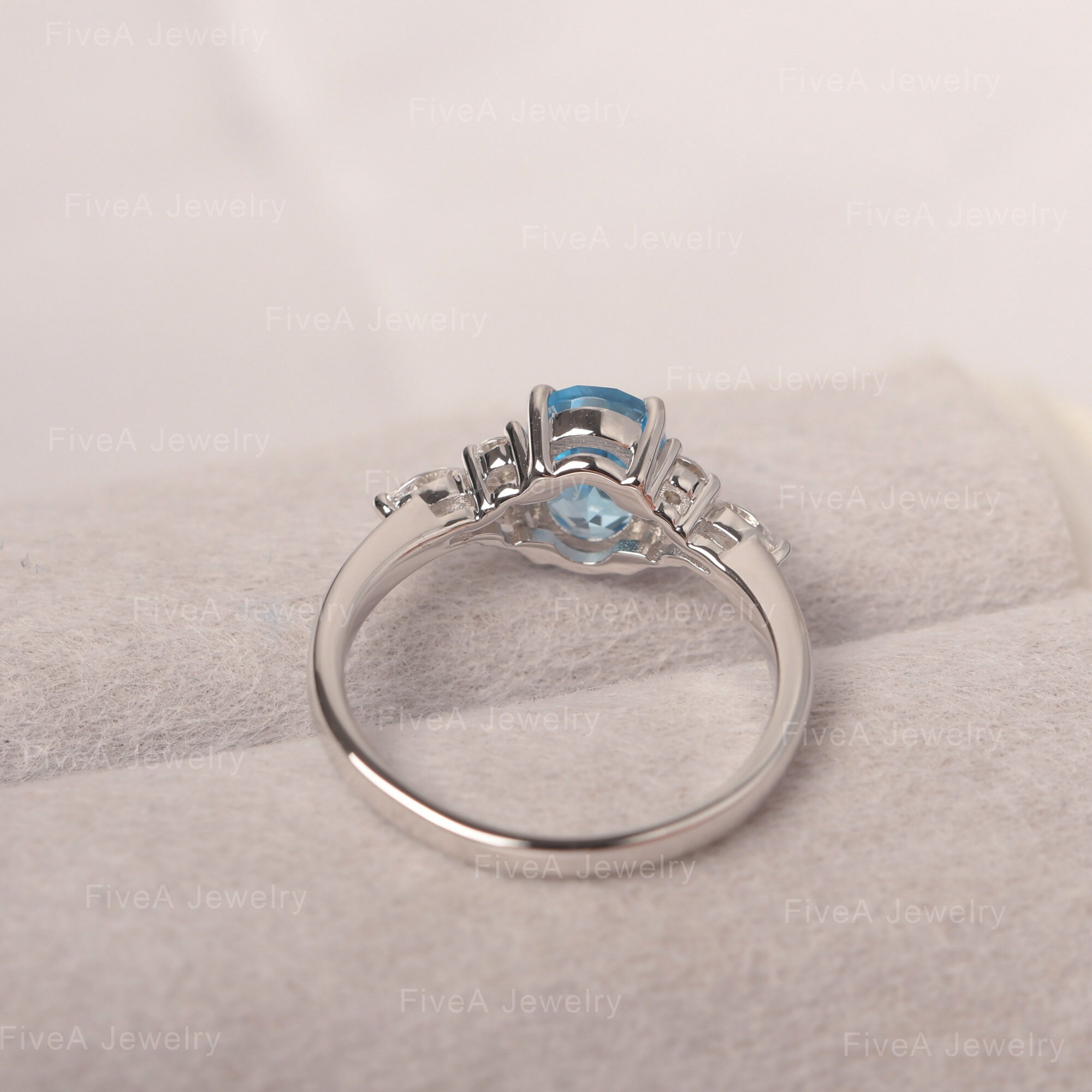 Swiss Blue Topaz Ring Oval Shaped Personalized Promise Ring | Etsy