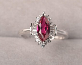 Robijn ring juli geboortesteen zirkonen cluster ring vintage cocktailring voor dames