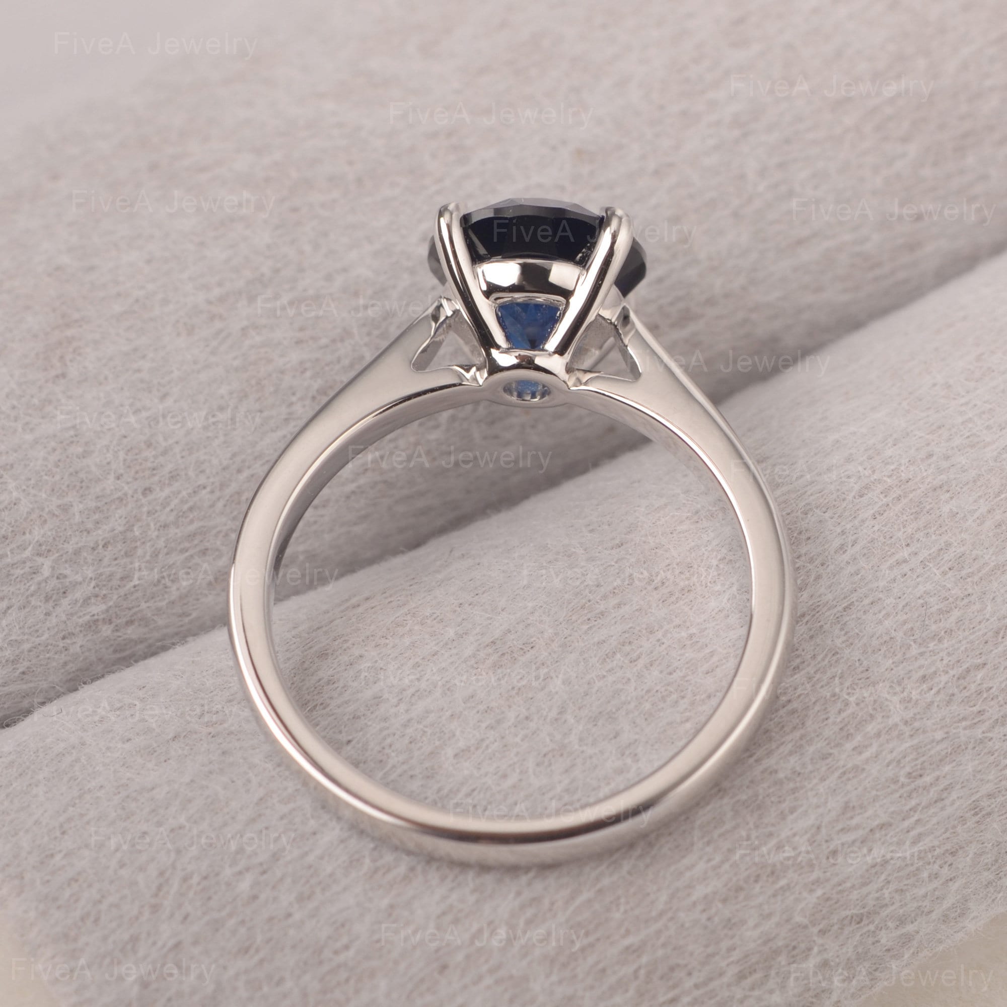 Blue Sapphire Ring Solitaire Engagement Ring Round Cut - Etsy