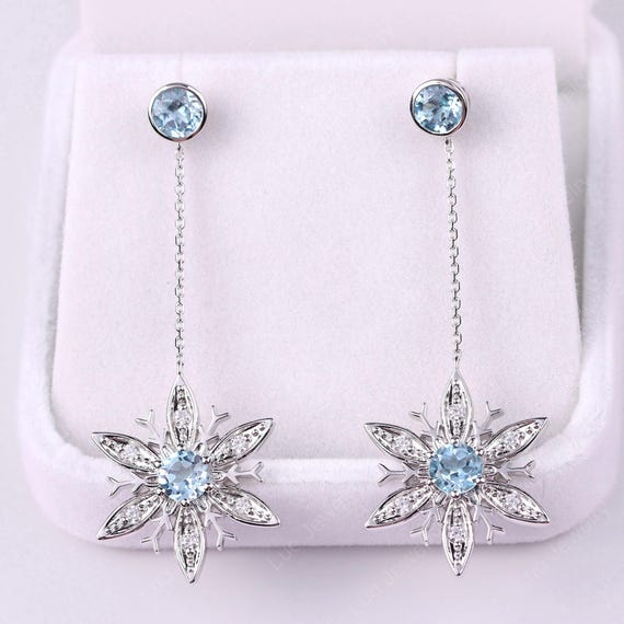 Orecchini a goccia in topazio blu naturale, orecchini con borchie in argento sterling 925, gioielli fatti a mano, regalo di laurea, regalo damigella d'onore, vintage - Italia