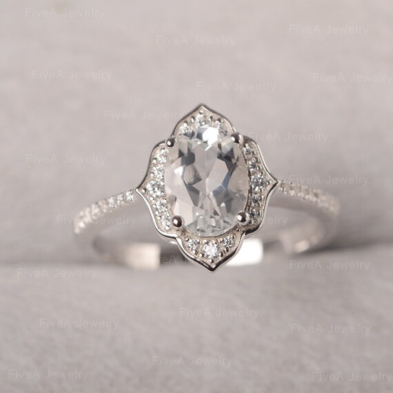 ホワイト トパーズ リング オーバル カット フラワー シェイプ 結婚 