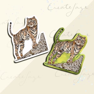 Sticker tijgermandala | dierenstickers, laptopsticker, glanzende sticker, schrijfwaren, dagboekstickers, waterbestendige sticker