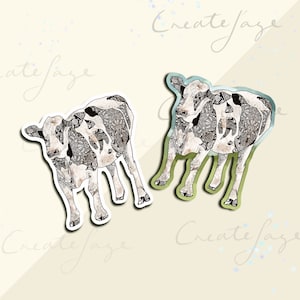 Sticker koemandala | dierenstickers, laptopsticker, glanzende sticker, schrijfwaren, dagboekstickers, waterbestendige sticker