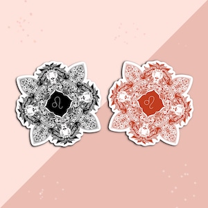 Sticker Leeuw Zodiac Mandala | sterrenbeeldstickers, horoscoop, astrologiestickers, matte stickers, horoscoopstickers, Leeuwsticker