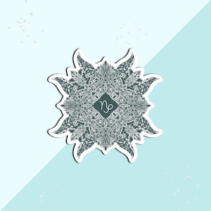 Sticker Mandala van de dierenriem van Steenbok | sticker steenbok, sterrenbeeldstickers, horoscoop, astrologiestickers, matte stickers, horoscoopstickers