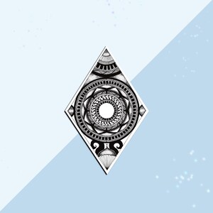 Zwart-witte koninklijke diamantsticker | Mandalastickers, stickers, briefpapier, kunststickers, dagboekstickers