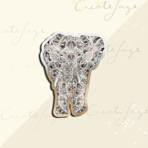 Sticker olifantenmandala | dierenstickers, laptopsticker, glanzende sticker, schrijfwaren, dagboekstickers, waterbestendige sticker