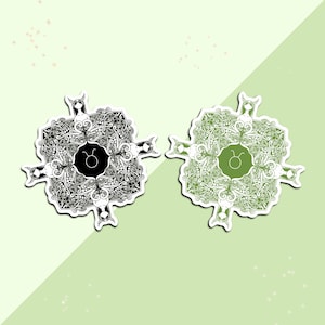 Sticker Mandala van de dierenriem van de Stier | sterrenbeeldstickers, horoscoop, astrologiestickers, matte stickers, horoscoopstickers, stiersticker