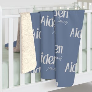 Personalized Sherpa Fleece Blanket, Toddler Name Blanket, Baby Shower Gift, Baby Name Blanket, Custom Nursery Decor, Custom Kids Bedding