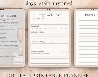 Christian Mom Planner | Monthly Faith Reset, Prayer Journal (Digital Download)